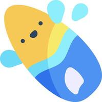 A cartoon blue and yellow surfboard with a smiley face vector
