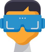 A man wearing virtual reality goggles vector