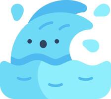 A cute blue wave with a face on it vector
