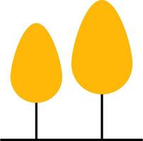 Two yellow trees with black outlines vector