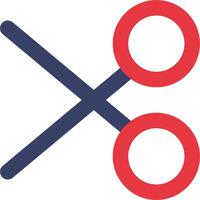 A red and blue scissors icon vector