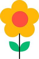 A yellow flower with a red center vector