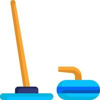 Curling curling stone and curling stick vector