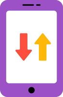 An icon of a phone with an arrow pointing up vector