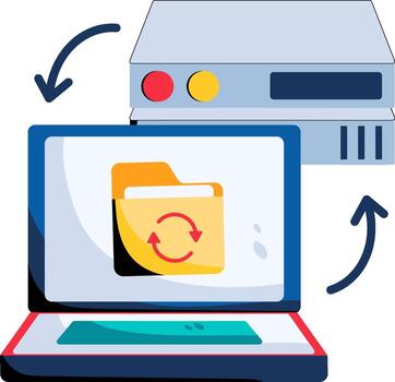 un ordenador portátil con un carpeta en eso y un computadora vector