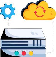 A cloud and a server with a gear and a cloud vector