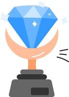 A blue diamond on a pedestal with a star vector
