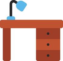 A desk with a lamp and a drawer vector