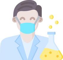 A man wearing a mask and holding a flask vector