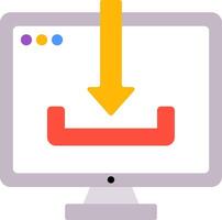 A computer monitor with an arrow pointing up vector