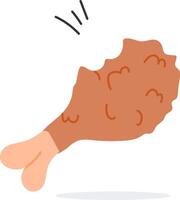 A cartoon chicken leg with a fork in its mouth vector