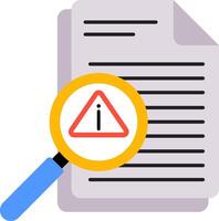Magnifying document with a caution sign vector