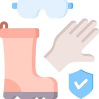 A pair of gloves, boot, and safety glasses vector