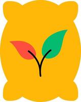 A yellow circle with a green leaf on it vector