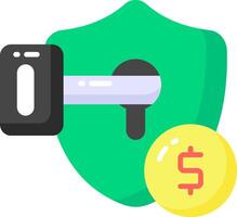 A green shield with a dollar sign on it vector