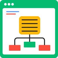 A green and yellow icon with a stack of paper vector