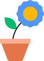 A flower pot with a blue flower in it vector
