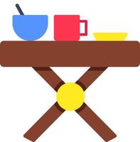 A table with a bowl, cup and spoon vector