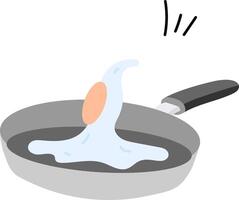 An egg is being cooked in a frying pan vector