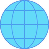 A blue globe with a grid of lines vector