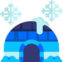 An igloo with snowflakes and a blue roof vector