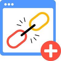 A link icon with a plus sign and a red arrow vector