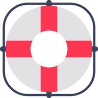 A life preserver icon with a red cross vector