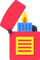 A red lighter with a lit candle inside vector