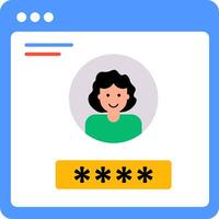 A woman's face is shown on a login page vector