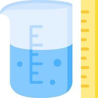 A beaker with water and a ruler next to it vector