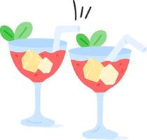 Two glasses of red drink with ice cubes vector