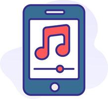 A music note is displayed on a smartphone vector