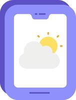 A tablet with a cloud and sun on it vector