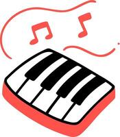 A piano keyboard with music notes and notes vector