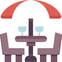 A table and chairs under an umbrella vector