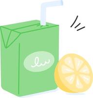 A juice box with a lemon slice vector