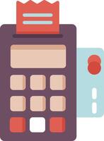 A flat icon of a cash register and a credit card vector