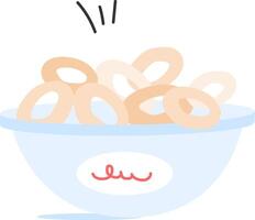 A bowl of fried onion rings vector