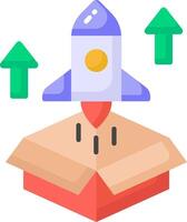 A rocket is flying out of a box vector