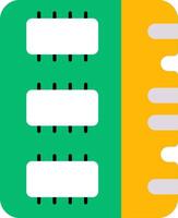 A green and yellow square with four different colored squares vector