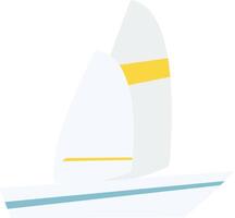A sailboat with yellow and white sails vector