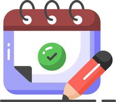 Calendar icon with pencil and check mark vector