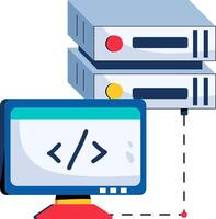 A computer with a server and a monitor vector