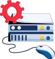A server with a mouse and gear vector