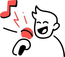 A cartoon man singing into a microphone vector