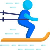 A person is skiing down a hill with a rope attached to his back vector