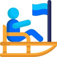 A person is sitting on a sled with a flag vector