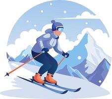 A person riding skis down a mountain vector