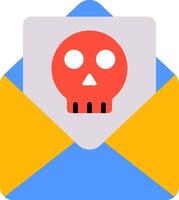 A skull with a red face inside an envelope vector