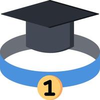 A graduation cap with a blue ribbon around it vector
